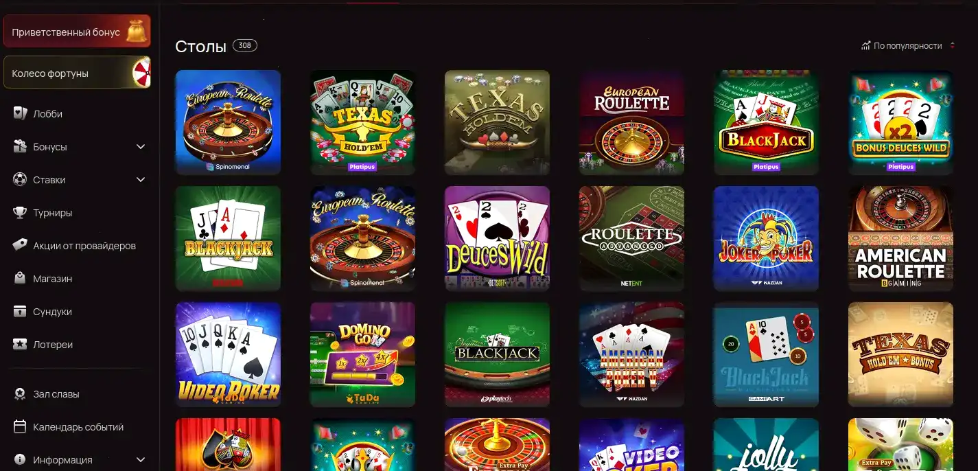 Интерфейс кассы пополнения в казино Метелица